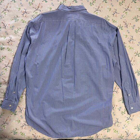 VTG Ralph Lauren Button Down Shirt Checker Blue Men 16.5 Yarmouth Cotton Oxford - Picture 2 of 4